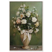 Beautiful Flowers in Vase Canvas Floral Vase Wall Art by Art Remedy, Silver Frame, 36" x 54"