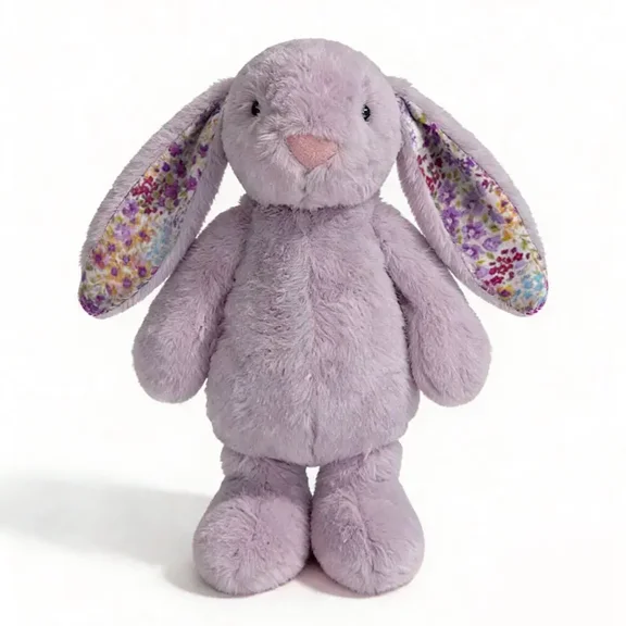 Cute Rabbit Plush Toy, Floral Lop-Eared Bunny Plush Doll, Soft Huggable Stuffed Animal for Children, Birthday Gift, Home Decoration, Soft Cuddly Gift