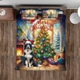 thumbnail image 4 of Merry Christmas Border Collie Santa Hat Xmas Tree Winter Holiday Quilt Bedding Set Borders Dog Lovers Gifts Idea 1 Blanket Bed Cover 2 Pillowcases - 01013, 4 of 5