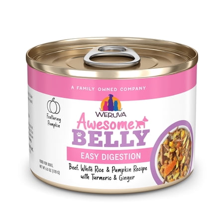 Weruva Awesome Belly Beef, White Rice & Pumpkin Recipe with Turmeric & Ginger Wet Dog Food, 6 oz., Case of 8