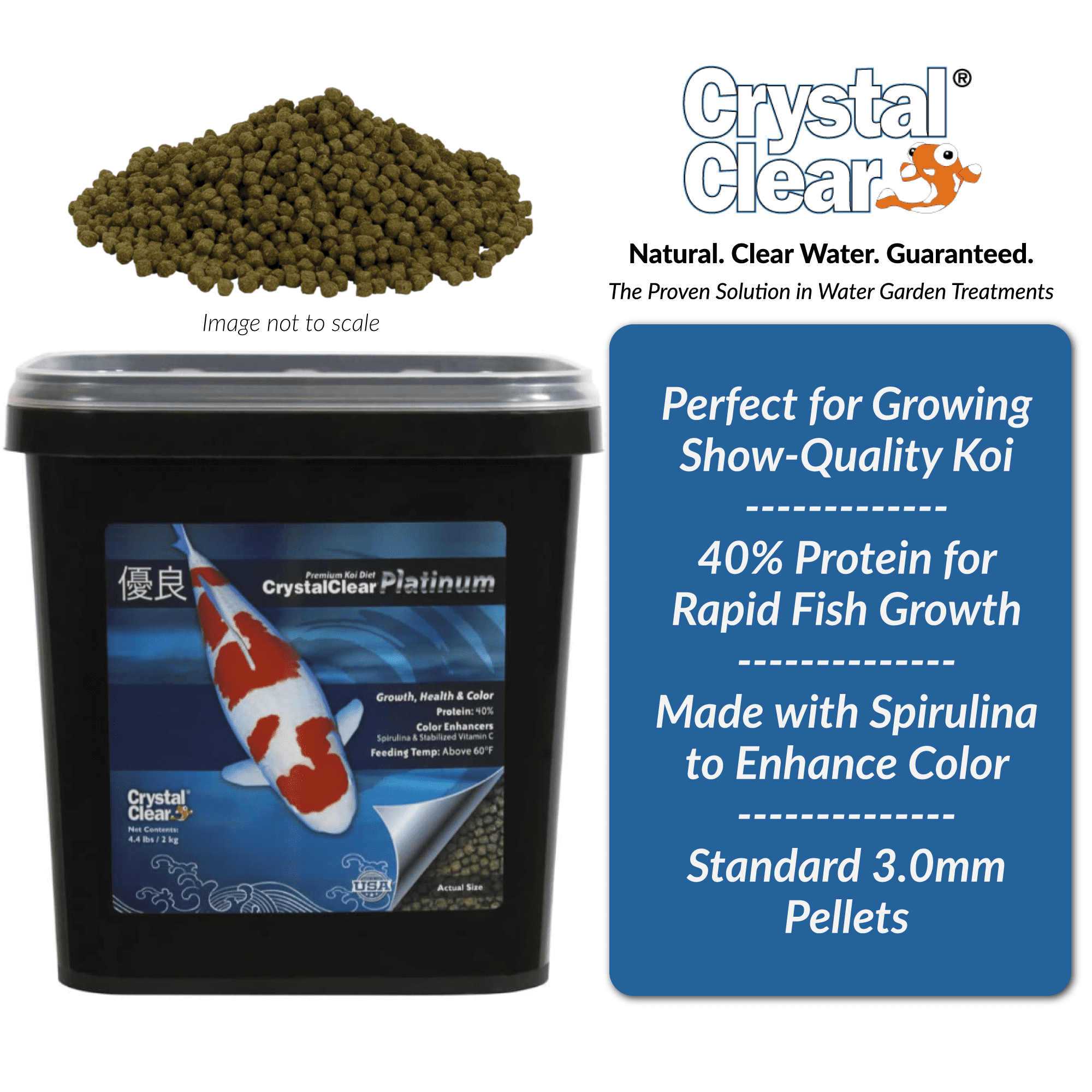 CrystalClear Platinum Rapid Growth Koi Fish Food, 3mm Pellets, 17.6 Pounds