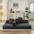 thumbnail image 6 of SESSLIFE Sofa Bed, Convertible Chenille Fabric Boneless Couch, Sleeper Sofa with Pillows & Storage Pocket, No Assembly Folding Pull Out Couch for Living Room, Black, 6 of 9