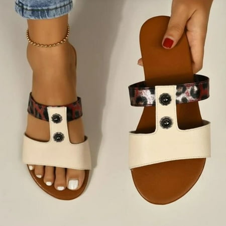 

ãyilirongyummã beige 37 slippers for women printed slippers on toe women s fashion flats casual shoes slip animal round women s slipper