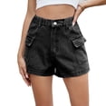 thumbnail image 3 of ClodeEU Women's High Waisted Cargo Jeans ,Casual Denim Pants with Pockets Gray,Womens Plus M, 3 of 7