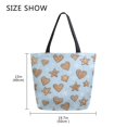 thumbnail image 5 of Open Top Canvas Tote Bag with Zipper Reusable Shopping Bag 13.5x15" Roomy Carryall Heart-shaped Star Cookies, 5 of 9