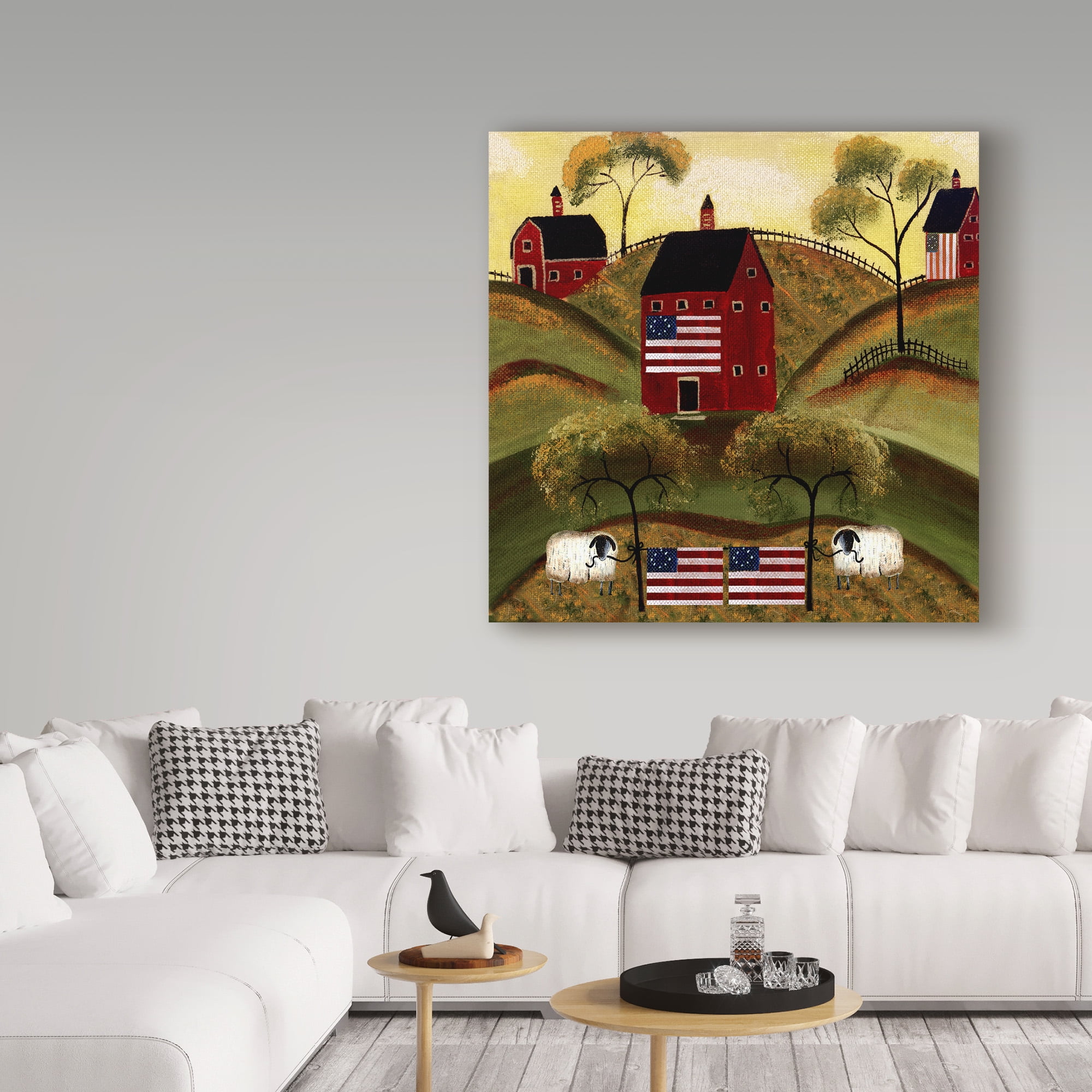 Trademark Fine Art '4Th July Sheep Red Barns' Canvas Art by Cheryl Bartley