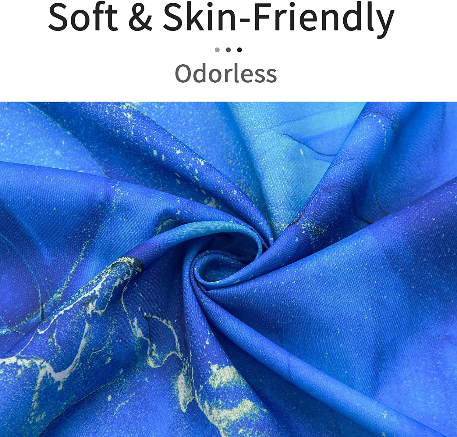 Blue Marble Shower Curtain, Abstract Royal Blue Fabric Shower Curtain for Bathroom, Modern Ombre Watercolor Ink Art Shower Curtain Set with Hooks, 72 x 72