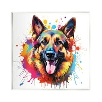 Stupell Industries German Shepherd Paint Splash Animals & Insects Painting Unframed Art Print Wall Art, 12 x 12