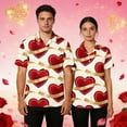 thumbnail image 2 of Chemise Unisexe à Manches Courtes avec Imprimé de la Saint-Valentin, Chemise Décontractée Boutonnée Assortie pour Couples avec Col Rabattu, Haut Graphique Coupe Régulière en Tissu Léger et Respirant pour Cadeaux des Fêtes et Sorties à Thème, 2 of 9