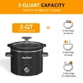 thumbnail image 6 of 2QT Small Slow Cooker with Removable Ceramic Pot, 3 Heating Settings, Dishwasher-Safe Glass Lid, Black, 6 of 9