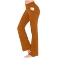 thumbnail image 3 of Mifsaly Yoga Pants for Women High Waisted Flare Leggings Soft Stretchy Workout Activewear with Pockets Orange,L, 3 of 8