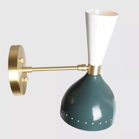 Pair Light Articulated Sconce Mid-Century Modern Stilnovo Style Brass Wall Lamp