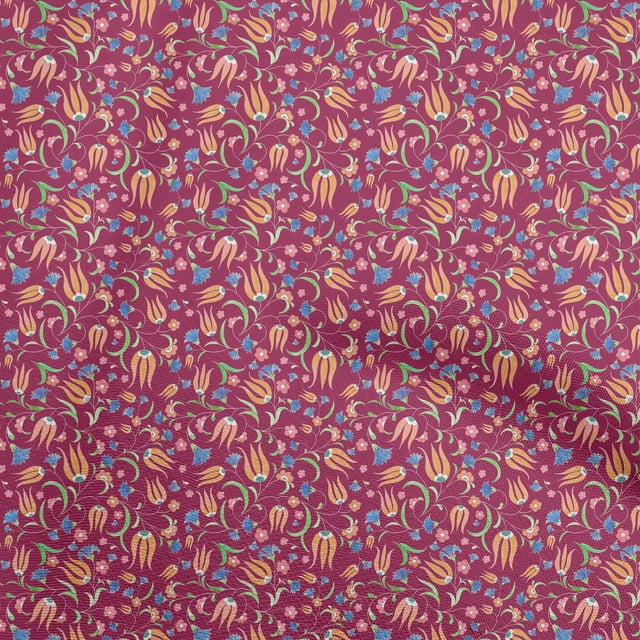 oneOone Tissu Polyester Spandex Rose Matériel de Robe Florale Tissu Imprimé Tissu au Mètre 56 Pouces de Large
