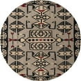 thumbnail image 1 of Ahgly Company Machine Washable Indoor Round Abstract Camel Brown Area Rugs, 3' Round, 1 of 7