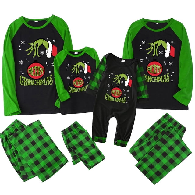 Pijamas navideños a juego Grinch - TKing Fashion 2024 Nuevos conjuntos de pijamas navideños familiares a juego Grinch, pijamas navideños navideños para parejas, adultos y niños, Hombres L