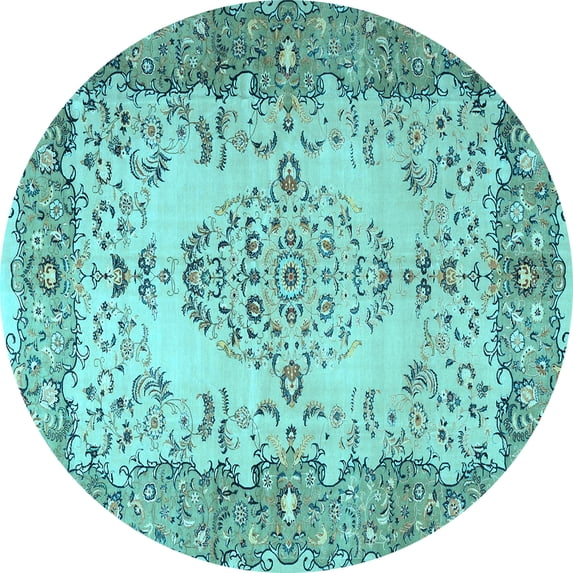 Ahgly Company Indoor Round Persian Light Blue Traditional Area Rugs, 8' Round