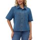 thumbnail image 1 of CHAQUETA DE JEAN DE MANGA CORTA PARA MUJER INSPIRE CHIC, CAMISA DE BOTONES ESTILO BOXY, CHAQUETAS DE JEAN CASUAL 2XL AZUL, 1 of 6