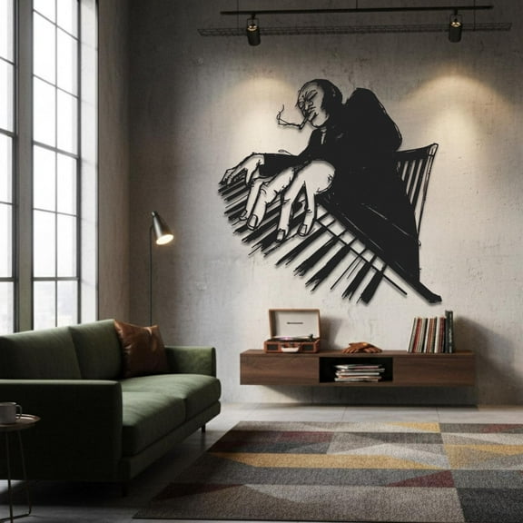 Cool Jazz Pianist Metal Wall Art