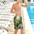 thumbnail image 6 of Cauagu Nature Hand Daisies Art Print Swim Trunks for Men,Youth Boys Swim Shorts Compression Liner Beach Shorts Boys' Swimming Shorts 7-20 Years Bathing Suit-Small, 6 of 7