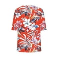 thumbnail image 6 of Tops for Women under $5 Short-Sleeved V-Neck Printed Casual T-Shirt Red M, 6 of 6