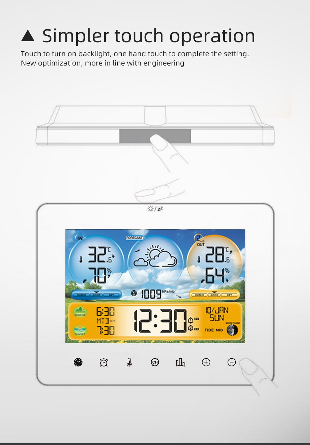 Hygrothermograph,Color Screen And Tide Time And Tide Weather Station Indoor With Remote Thermometer Station Sunset Time Sunrise Sunset Weather Thermometer Remote And With Sunrise