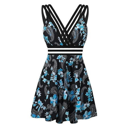 

Finelylove 2 Piece Swimsuit For Women Padded Sport Bra Style Shorts Blue S