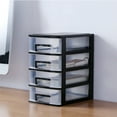 thumbnail image 2 of drawer type storage organizer 4 Layers Transparent Desktop Drawer Type Storage Box Plastic Mini Cosmetics Storage Organizer Sundries Holder (Black and Transparent), 2 of 6