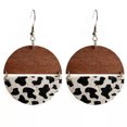 thumbnail image 6 of Retro Vintage Round Initial Monogram Blank Wood Leopard Statement Earrings, 6 of 7