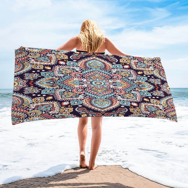 Fiudx Toalla de Playa de Microfibra, Ligera y Resistente a La Arena, de Secado Rápido, Ideal para Viajes, Piscina o Playa, Compacta y Portátil, Tamaño 76 X 152 Cm, Multiusos.