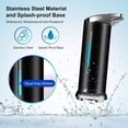 thumbnail image 2 of Dispensador automático de jabón de acero inoxidable, dispensador de desinfectante sin contacto con sensor infrarrojo, interruptor ajustable y base impermeable (negro) JM, 2 of 5