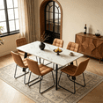 thumbnail image 4 of 47.4"-63.2" Extendable Dining Table,Faux Marble MDF Kitchen Table for 4-8, 4 of 11