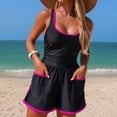 thumbnail image 2 of Tsesme Womens Rompers Sport Sleeveless Running Onesie One Piece Color Block Surfing Swimwear with Pockets, 2 of 5