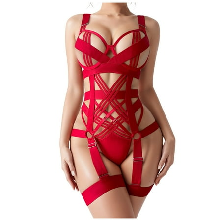 Women s Lingerie Crotchless One Piece Lingerie Pajamas for Women Teddy Lingerie for Women M