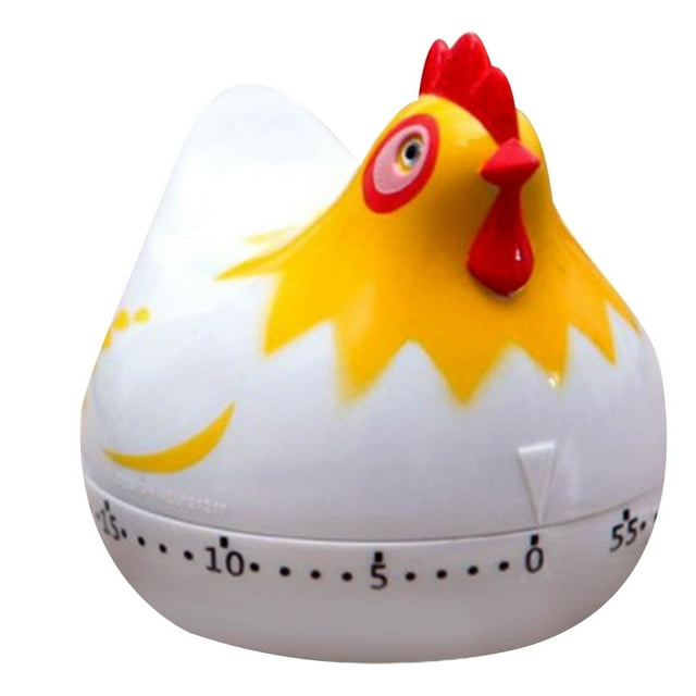 Temporizador mecánico para gallinas, divertido, creativo y práctico para la cocina (Blanco)
