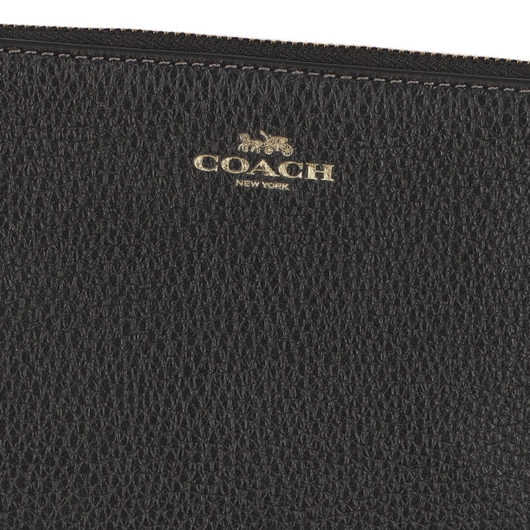 Coach Women's Small Pebbled Leather Wristlet, Black, 6.26