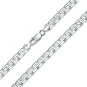 Men's Thick Heavy Solid Franco Square Chain Link Necklace for Men Greek Key .025 Gauge for Men .925 Sterling Silver Made Italy 20" Inch
