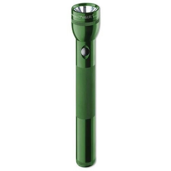 3-Cell D Flashlight with 2 White Star Lamps, 45 Lumens, Dark Green