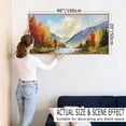 thumbnail image 3 of Forest Wall Art Mountain and River Wall Decor Framed Abstract Nature Landscape Wall Painting Spring Scenery Canvas Wall Prints for Living Room Bedroom Office 20X40 In, 3 of 9
