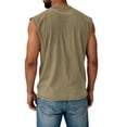 thumbnail image 3 of Mens Cotton Sleeveless Tank Tops Cut Off Muscle Gym T Shirts Running Beach Loose Fit Tees, M, 3 of 3