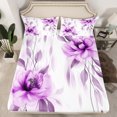thumbnail image 2 of jejeloiu Country Floral Bed Sheets,Rustic Plant King Sheets,Purple White Sheet Set For Girls Teens,Luxury Bedroom Decor,4pcs, 2 of 7