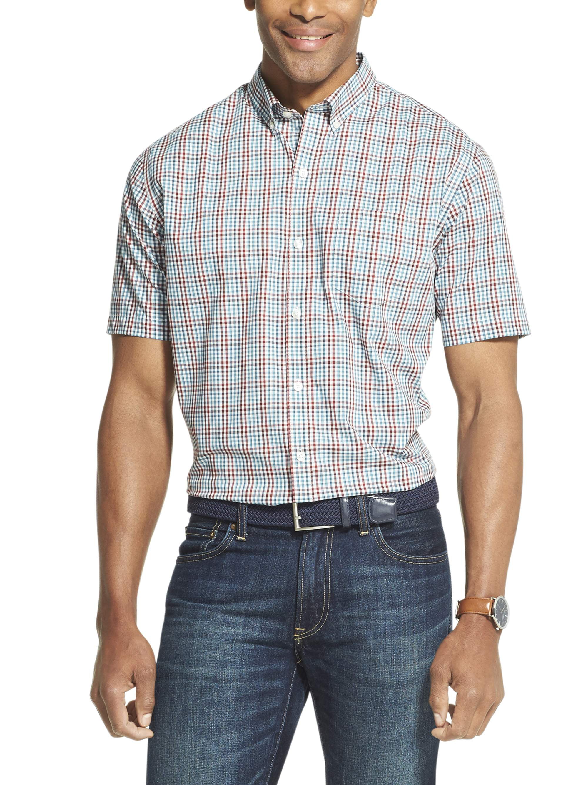 Van Heusen Men's Flex Plaid Non Iron Short Sleeve Shirt - Walmart.com