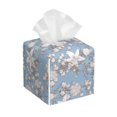 thumbnail image 1 of Saiise Lily Flower Pattern Square Leather Tissue Box Cover for Home Office Car Table, PVC Waterproof Durable Stylish Design, 1 of 7