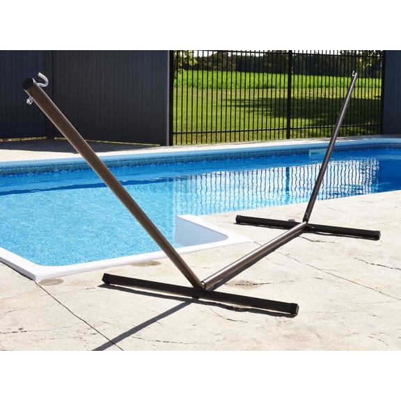 Vivere 15ft 3-Beam Powder Coated Steel Hammock Stand - Oil-Rubbed Bronze
