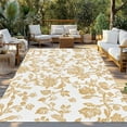 thumbnail image 3 of Fsddascl Orange Flower Outdoor Rug for Patio/Deck/Porch, Non-Slip Large Area Rug 4 x 6 Ft, Vintage Farmhouse Boho Leaf Spring Plant Indoor Outdoor Rugs Washable Area Rugs, Camping Rug Carpet, 3 of 5