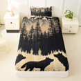 thumbnail image 3 of Manfei Wild Wolves Twin Sheets,Wooded Pine Grove Bedding,Brown,3 Pieces,1 Fitted Sheet and 1 Pillowcase, 3 of 6