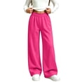 thumbnail image 2 of ATOGUTA Straight Leg Sweatpants Girls Wide Leg High Waist Baggy Pants with Pockets Size 5T-15, 2 of 6