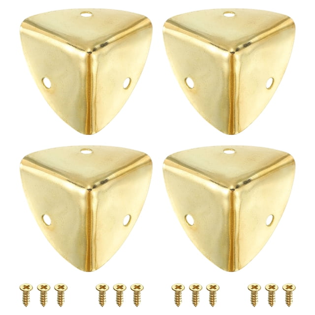 4 Pcs Protège-Bords d'Angle pour Meubles, Garde-Bord Métallique 40 mm avec Vis, Or