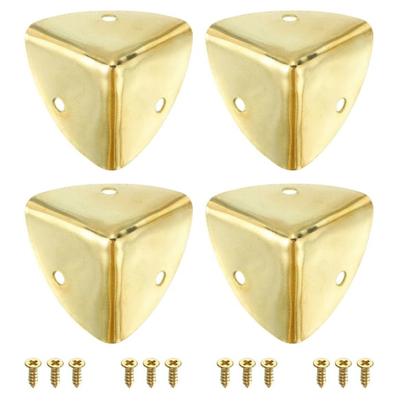 4 Pcs Furniture Corner Edges Protector, 40mm Metal Edge Guard with Screws, Gold
