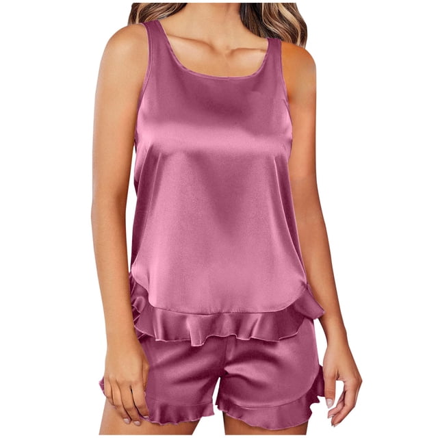 Ensembles de Pyjama pour Femmes 2 Pcs Shorts Décontractés Amples Vêtements de Maison Pyjamas
