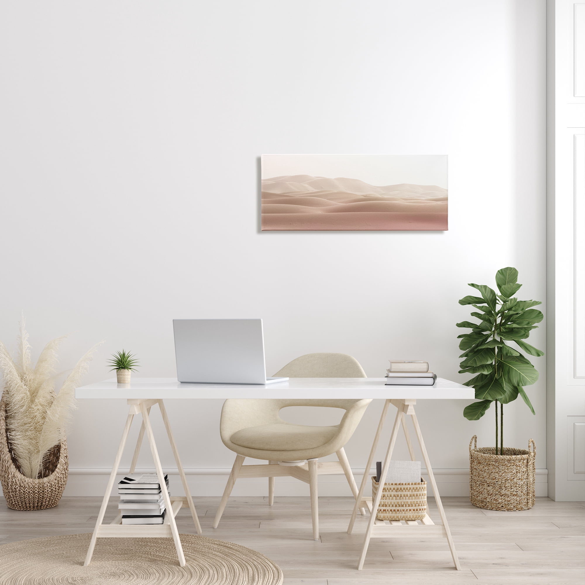 Stupell Industries Pink Sunburnt Sandy Dessert Distant Hills Landscape Landscape Photography Gallery Wrapped Canvas Print Wall Art, 13 x 30